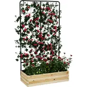 Outsunny plantenbak - met klimrek - en 2 afwateringsgaten