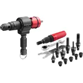Fortum 2-in-1 combinatieopzetstuk voor blinde klinknagels en moer-nagels, met T-greep,