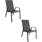 Leobert Set van 2 tuinstoelen SOFIA – Donkergrijs – Stapelbaar – Weerbestendig