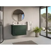 Vente-unique Hangend badkamermeubel met inbouwwastafel - Groen - 80 cm - VUTOMA