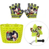 Mickey Mouse Fiets accessoires ; Mand, Windmolen en Fietshandschoenen