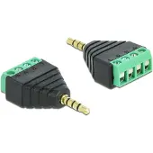DeLOCK Jack naar schroefaansluiting 3,5 mm stereo 4-polig - klemmenblok
