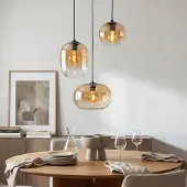 LumenXL 3-lichts hanglamp Olare met amber ombre glas