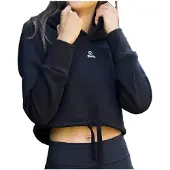 Pure Cropped Hoodie . - Zwart - L/XL