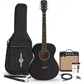 Gear4Music Elektro-akoestische Studiegitaar (LH) + 15 W Versterkerpakket Zwart