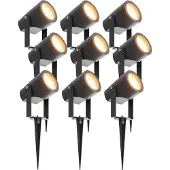 LEDVION - 9X LED Prikspots, Zwart, IP44, 1W, 3000K, 1M Kabel, Tuinspots Buiten