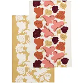 Marimekko Kukasta Kukkaan keukendoek Off white-roze-terracotta-oker, 2-pack