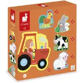 Janod - Puzzel - Boerderij - 2, 4, 6, 8 en 10 stukjes