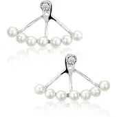 Montebello Oorbellen Reitzia - 925 Zilver Gerhodineerd - Boog - Parels