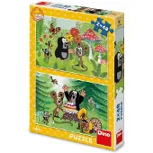 Dino Bikes DINO Puzzel: Krteček en het feest, 2x48 stukjes