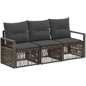 vidaXL Tuinbank Set 3 st Grijs poly rattan