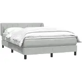 vidaXL Boxspringbed met matras, lichtgrijs, 160x210 cm, fluweel