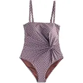 Next Shaping-badpak duifblauw / chocoladebruin / wit