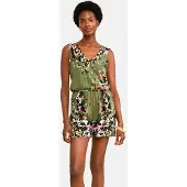 Love & roses Jumpsuit olijfgroen / oudroze / zwart / wit