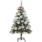 vidaXL Kunstkerstboom Groen en wit 150 cm PVC en Metaal en Plastic