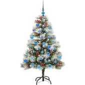 vidaXL Kunstkerstboom Groen en wit 150 cm PVC en Metaal en Plastic