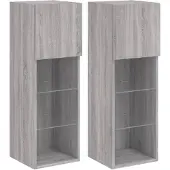 vidaXL Tv-meubels met LED-verlichting 2 st 30,5x30x90 cm grijs sonoma