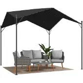 Outsunny Pergola Paviljoen-Metaal, Polyester-300L x 300B x 280H cm-Donkergrijs