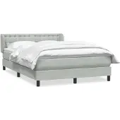 vidaXL Boxspring met matras fluweel lichtgrijs 160x210 cm