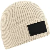 Beechfield Fashion Patch muts (Havermout/zwart)