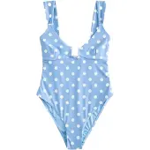 Next - Dames - Badpak met vierkante hals - Blauw