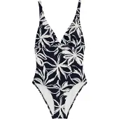 Marc o'polo Badpak ' Abstract Floral ' zwart / wit