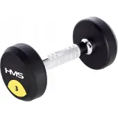 HMS HG Pro Dumbbell - 3 kg, met rubber bekleed, ergonomische handgreep