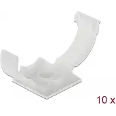 DeLOCK Kabelklem met borgclip, zelfklevend, schroefbaar, naturel, 10 stuks, verpakking van 10