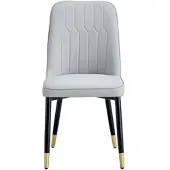 MODFU Eetkamerstoel set van 2, PU-leer, zwarte metalen poten, modern lichtgrijs
