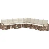 vidaXL Tuinbank Set 9 st Beige poly rattan