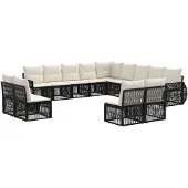 vidaXL Tuinbank Set 13 st Zwart en Crème Wit poly rattan