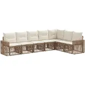 vidaXL Tuinbank Set 7 st Beige en Crème Wit poly rattan