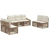 vidaXL Tuinbank Set 7 st Beige poly rattan