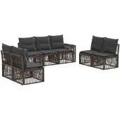 vidaXL Tuinbank Set 7 st Grijs en Donkergrijs poly rattan