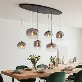 LumenXL 6-lichts hanglamp Opale met smoke ombre glas