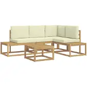 vidaXL Buiten bank set 4 Stuk Wit en crèmekleurig Polyester