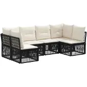 vidaXL Tuinbank Set 6 st Zwart poly rattan
