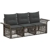 vidaXL Tuinbank Set 3 st Grijs poly rattan