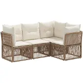 vidaXL Tuinbank Set 4 st Beige poly rattan