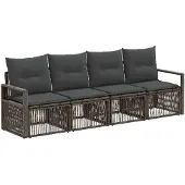 vidaXL Tuinbank Set 4 st Grijs poly rattan