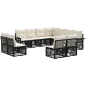 vidaXL Tuinbank Set 11 st Zwart poly rattan