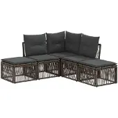 vidaXL Tuinbank Set 5 st Grijs poly rattan