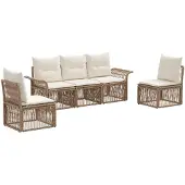 vidaXL Tuinbank Set 5 st Beige poly rattan