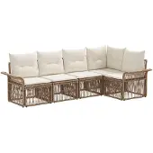 vidaXL Tuinbank Set 5 st Beige poly rattan