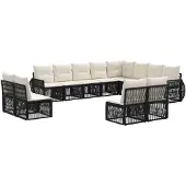 vidaXL Tuinbank Set 12 st Zwart en Crème Wit poly rattan