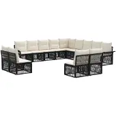 vidaXL Tuinbank Set 13 st Zwart poly rattan