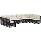 vidaXL Tuinbank Set 10 st Zwart poly rattan
