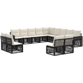 vidaXL Tuinbank Set 13 st Zwart en Crème Wit poly rattan