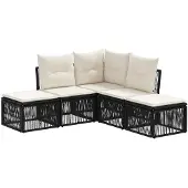 vidaXL Tuinbank Set 5 st Zwart poly rattan
