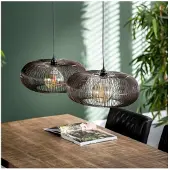 Meubelplaats Hanglamp 2 Lampen - Copper Twist - Zwart Nikkel - Ø43 cm - Disk Vorm - Metaal - LED Lichtbron - In Hoogte Verstelbaar tot 150 cm - Woonkamer - Keuken - Gouden Soldeerplekken - Exclusief Lichtbron